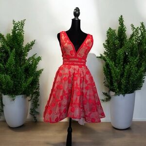 Nadine Merabi Lola embroidered red dress